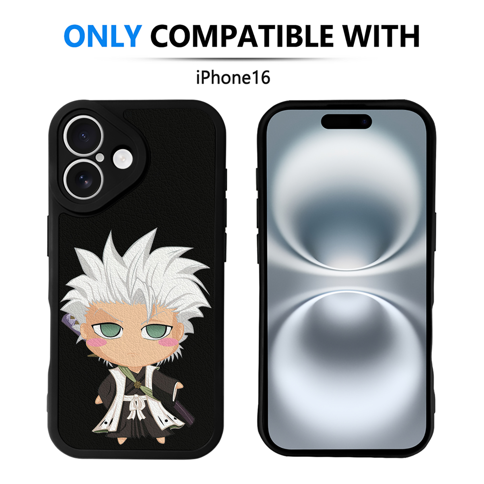 （画像用） ブリーチ 日番谷冬獅郎（ひつがや とうしろう） BLEACH Hitsugaya Toushirou 【iPhone 16シリーズ対応】シリコンスマホケース（レザー調） 材質：シリコン
